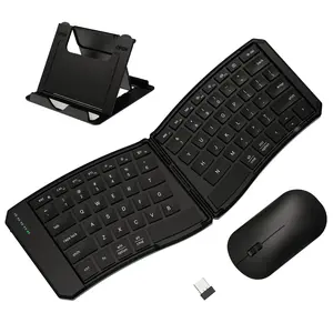 Foldable And Mouse Combo  2.4g+dual Rechargeable Folding For Travel Business Split Design Portable Size Laptop Ipads Tablet Smartphone