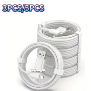 3pcs/5pcs Fast Charging Cable for iPhone & iPad, 3.3ft USB-A to Lightning, High-Speed Data Transfer, Durable PVC, Compatible with Multiple Devices, Lightning Cables