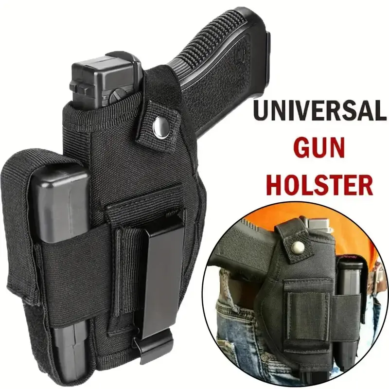 Unisex Universal Holster - 9mm IWB/OWB Concealed Carry Holster with Snap-Closure Magazine Pouch