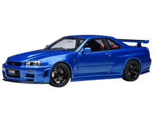 Nissan Skyline GT-R R34 Nismo Z-TUNE RHD (Right Hand Drive) Bayside Blue 1/18 Model Car by Autoart