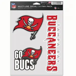212 MAIN NFL Tampa Bay Buccaneers Multi-Use Fan Decal - Pack of 3 Sports Collectibles Accessory