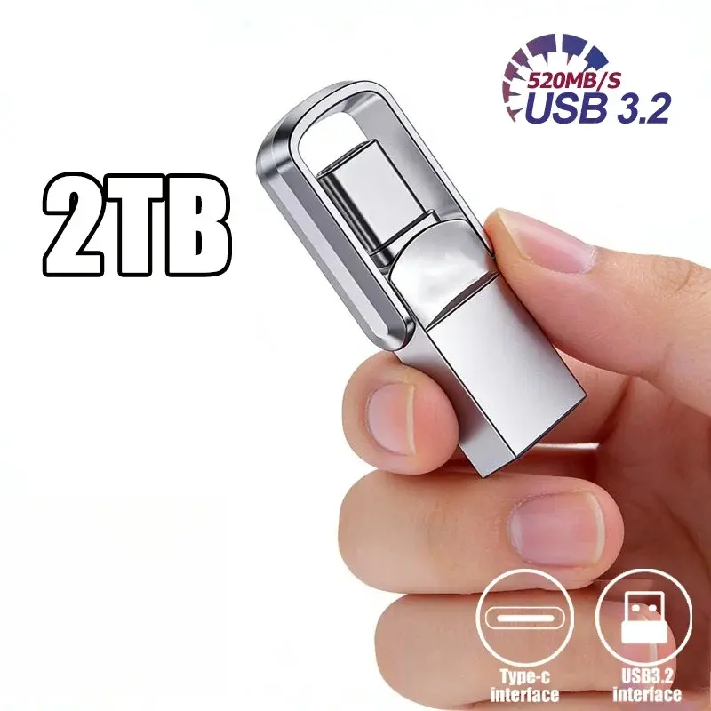 USB Adapter Flash Drive 2TB 3.2 Type C PenDrive Memory Stick  2TB Pen Drive Flash Disk for PC Smartphone Storage U Disk
