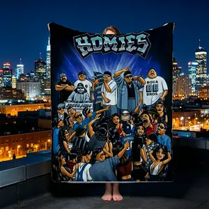 Homies David Gonzales Patterned Fleece Blanket, Soft Polyester Throw for Kids and Adults, Large Couch Cover & Sofa Blanket, Retro Aesthetic Room Decor, Unique Christmas & Holiday Gift for Men and Women