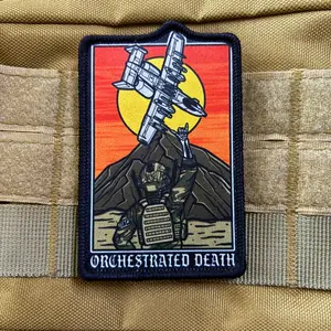 Sunset Fighter Tactical Patch, Hardcore Tarot Style, High-Definition Print, Durable Morale Patch, Velcro Backing, Outdoor Backpack Accessory