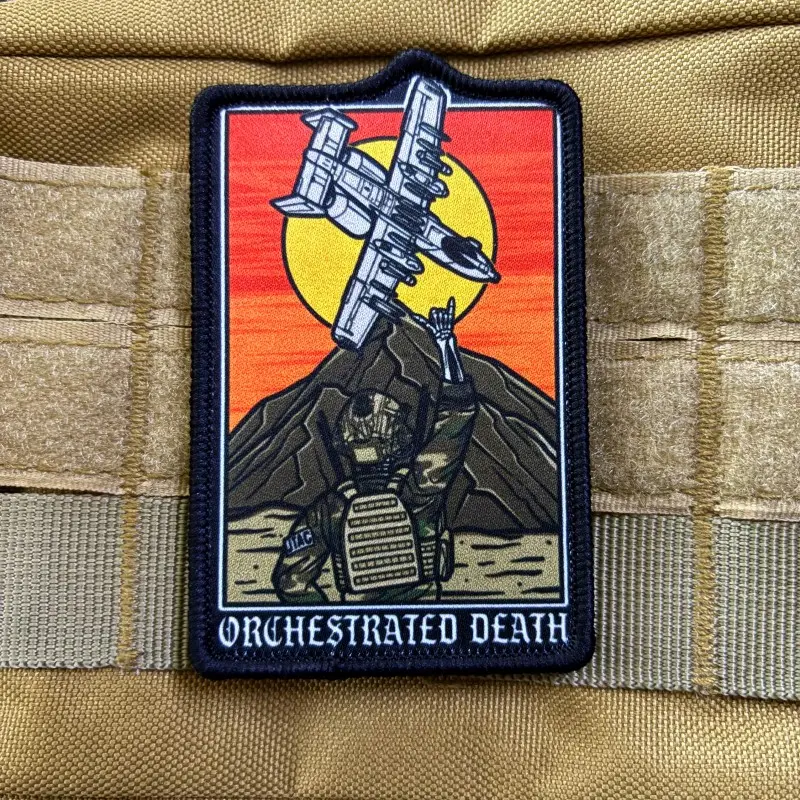 Sunset Fighter Tactical Patch, Hardcore Tarot Style, Aesthetic, High-Definition Print, Durable Morale Patch, Velcro Backing, Outdoor Backpack Accessory
