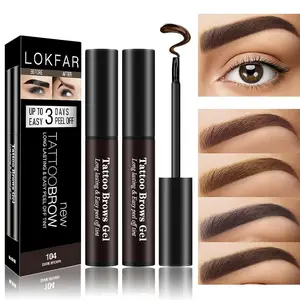 2 Pcs Peel Off Tattoo Eyebrow Gel Set, Natural Color Eye Brow Gel Long-Lasting Waterproof Eyebrow Tattoo, Easy Peel Off Eye Brow Makeup -Up To 3 Days (Dark Brown)