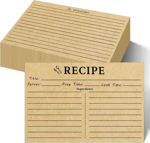 LOTMER 100 Sheets Recipe Cards, 4X6 Inch Vintage Recipe Cards, Suitable for Recording Recipes, Design Recipes and Kitchen Diaries (Brown)