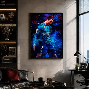 1PC 2D Graphic Design Ronaldo Football Poster - Vivid Canvas Print, Inspirational Artwork for Living Room, Bedroom, Cafe - Ideal Gift for Sports Fans on St. Valentine's Day, Easter, Thanksgiving, Christmas, Halloween, Football Wall Decor