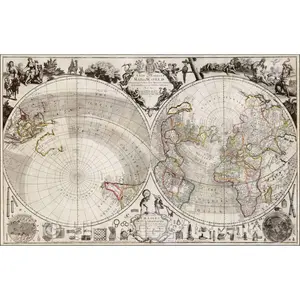 World - Double Hemisphere Map, 1714 - Historical Map Print