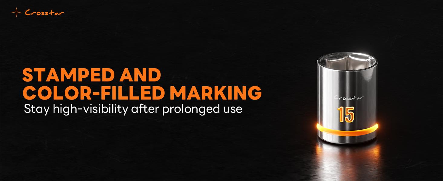 Crosstar 10pcs 3/8" Drive thin wall Shallow Socket Set, Low Profile Stubby Socket Set with EVA foam, 6-Point Mechanic Metric Socket Sets in 10mm-19mm for tight space,use with ratchet wrenches