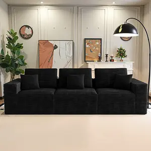 106"Modular Boneless Sectional couch 3-Seater Modular Couch with Deep Seat Memory Foam Cloud Chair with Pillows Oversized Sectional Sofa for Living Room Bedroom apartment