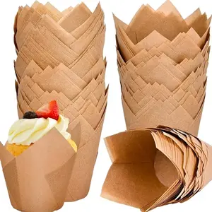50/100/300PC tulip cupcake tray, Bakeware, heat-resistant, suitable for making cakes, muffins, dessert baking paper, ideal for families, weddings, bakeries, and parties, simple design, muffin mold, compatible with ovens