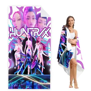 K-Pop Glitter Bath Towel, Soft Microfiber Fabric, Quick-Dry and Absorbent, Perfect for Beach Pool Bathroom, Ideal Gift, Anime Print