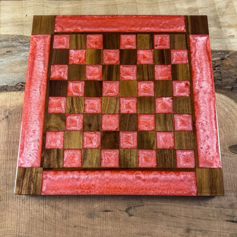 Rose Pearl Walnut Chess Board (INCLUDES PIECES)