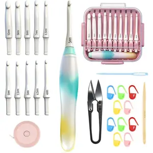Crochet Hooks Set - Gel-Infused Jelly Touch Ergonomic Handle, 10 Sizes Interchangeable, All-in-One Kit with Organized Case for Beginners & Crafters