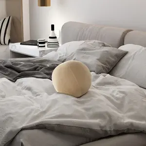 12-in (30 cm) Light Brown High-Performance Velvet Ball Pillow - Home Decor Accent for Living Room, Office - Delicate Tactile Texture, Multi-Use Backrest & Footrest