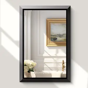 USHOWER Black Beveled Frame Wall Mirror for Bathroom Entryway Bedroom Powder Room Versatile Design Enhances Aesthetics and Functionality