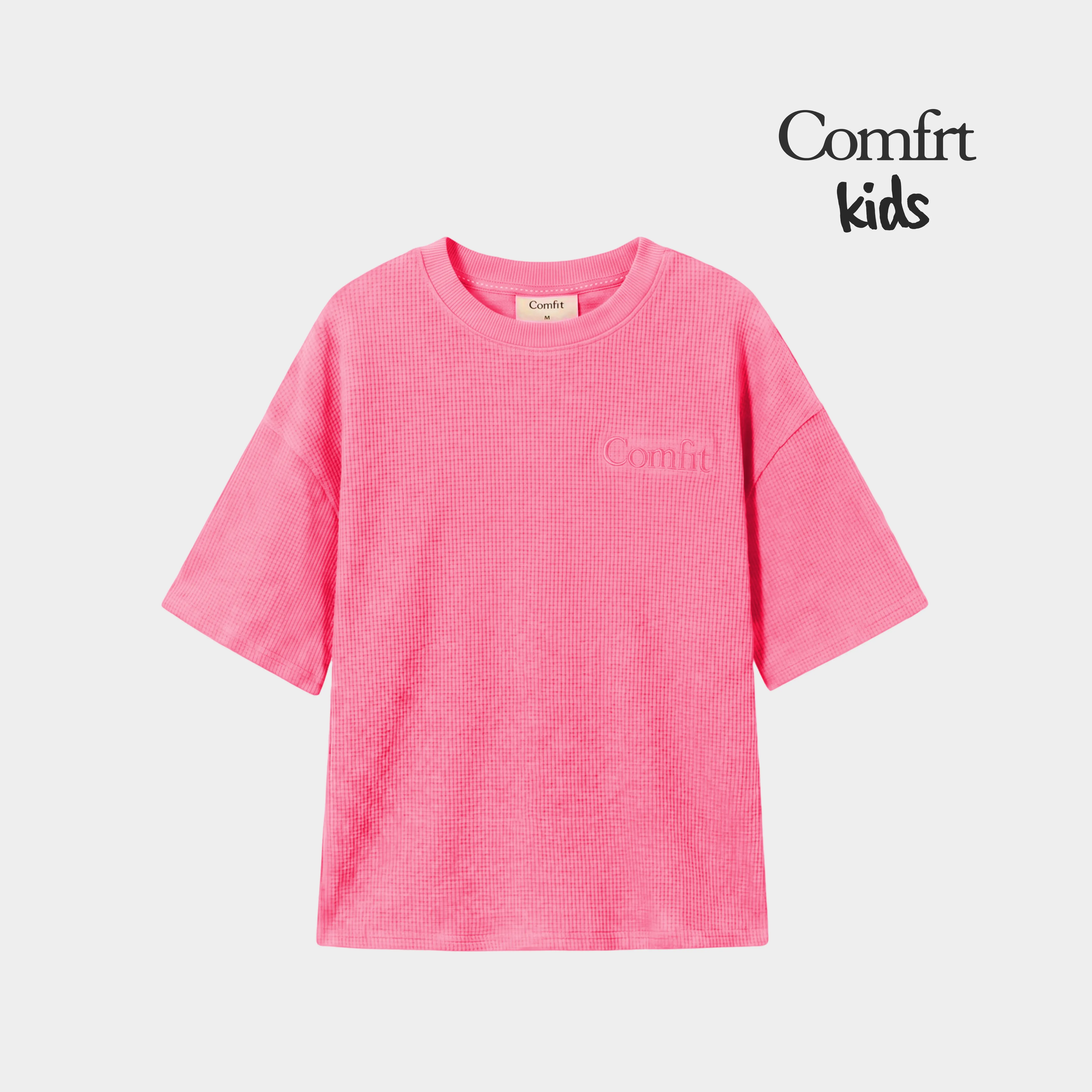 Comfrt | Waffle Kids Lounge Tee | Soft Waffle Knit Short Sleeve Shirt for Kids