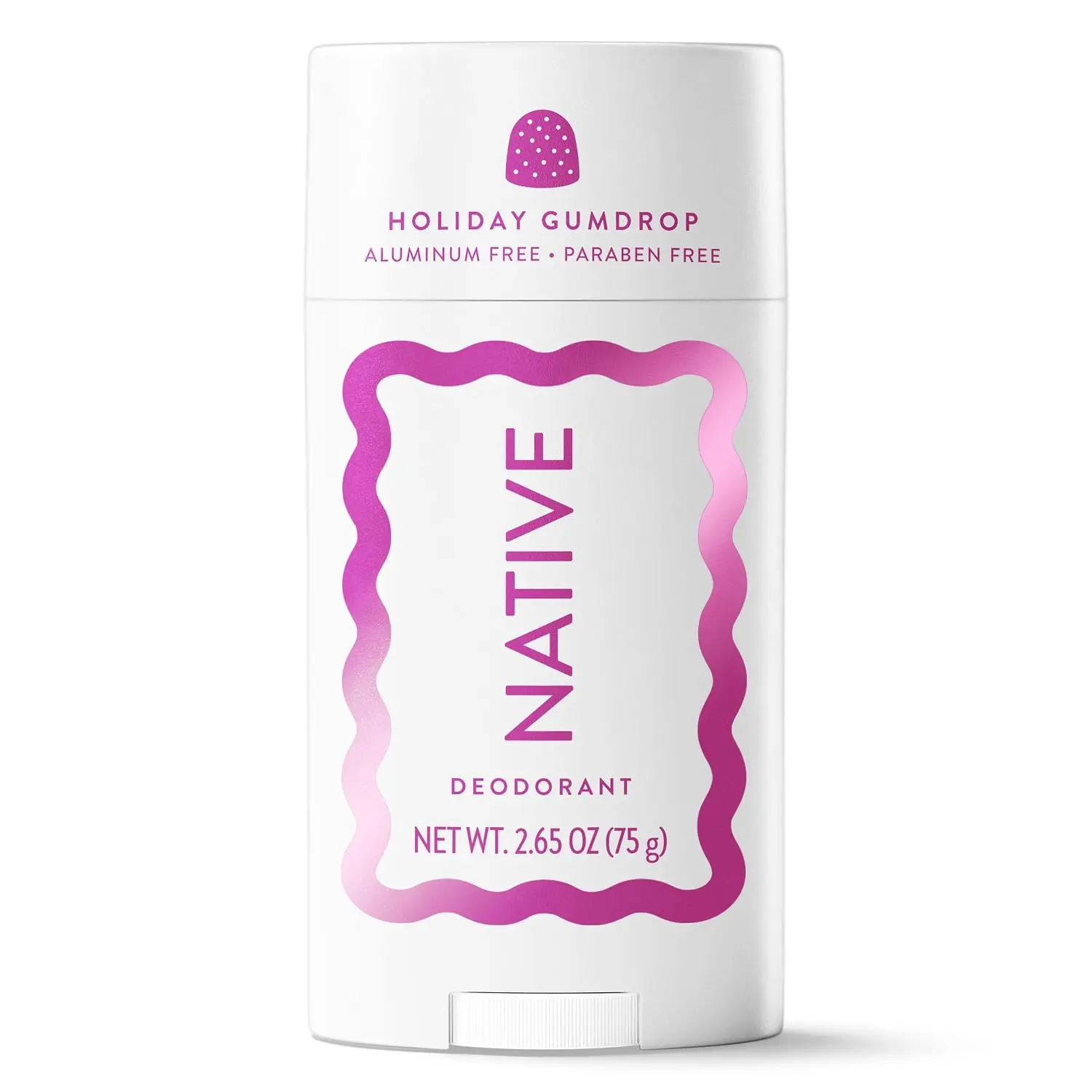Native Holiday Gumdrop Natural Deodorant Stick 2.65 oz | Aluminum-Free 72H Odor Defense for Women & Men | Holiday Limited Edition, Smooth Gliding Plant-Derived Clean Freshness
