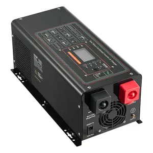 VEVOR Pure Sine Wave Inverter Charger, 2000 Watt, DC 12V to AC 120V Power Inverter with LCD Display, Remote Control, Solar Inverter for Off-Grid Solar RV Boat Home, Compatible with Various Batteries