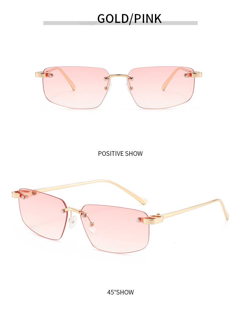 Edgy Rimless Rectangular Sunglasses - Sleek Metal Frame with Unique Hinge Accents, UV400 Protection Shades Perfect for Y2K Baddie Aesthetic and Minimalist Street Style Slays