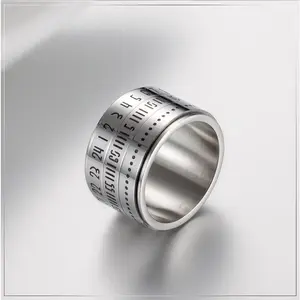 Titanium Steel Time Ring Rotating Arabic Numeral Ring Tide Man Accessories Jewelry