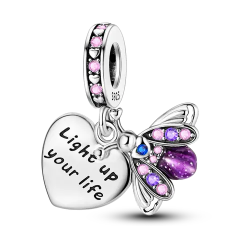 MULA Luminous Firefly Bead Charm - 925 Silver-Plated Cubic Zirconia, Hypoallergenic Glow-in-the-Dark Women's Jewelry, Light Up Your Life, Ideal for Daily Wear or Birthday Gift, Charms & Pendants
