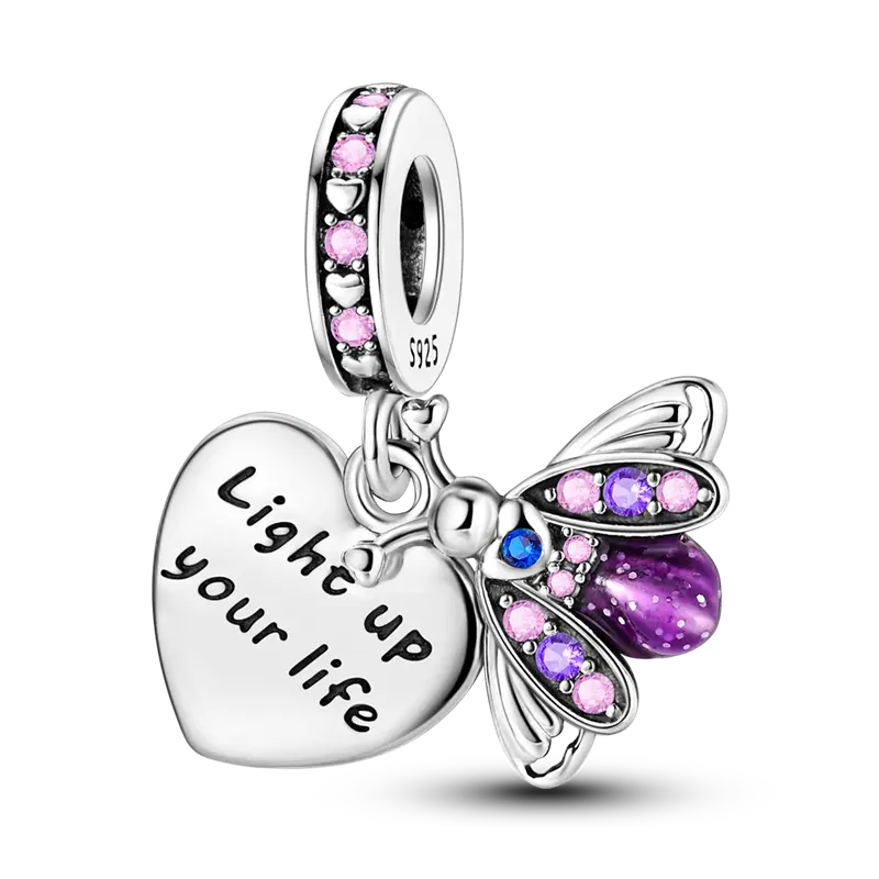 MULA Luminous Firefly Bead Charm - 925 Silver-Plated Cubic Zirconia, Hypoallergenic Glow-in-the-Dark Women's Jewelry, Light Up Your Life, Ideal for Daily Wear or Birthday Gift, Charms & Pendants