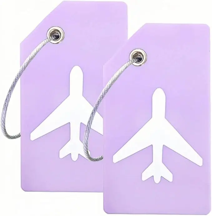 Flexible Silicone Luggage Tag with Privacy Cover, Solid Color ID Bag Tag for Travelers' Quick Identification with L 3.4x W1.8inch Card, Write-On, Half-Cover Flap, Luggage Tags