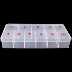 PrimPick 10 Space Nail Art Empty Storage Organizer Box Case Large - Frosted Color - For False Nail Tips, Vitamins, Accessories, 10sections