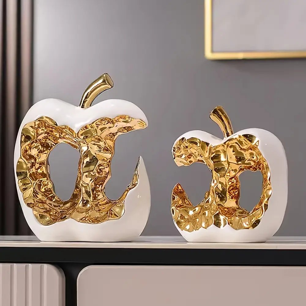 Glam Luxury Modern Abstract Ceramic Figurine - Artful Ceramic Form, Goldtone Accent, Collectible Statue, Abstract Art Flair, TV Cabinet Accent, Home Decor Ornament, Stylish Housewarming Gift