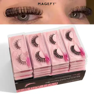 MAGEFY 20 Pairs False Eyelashes Kit,4 Styles,Wispy Cat-Eye & Natural Curling Strip Lashes with Tools, Summer Makeup Eye Extension Set