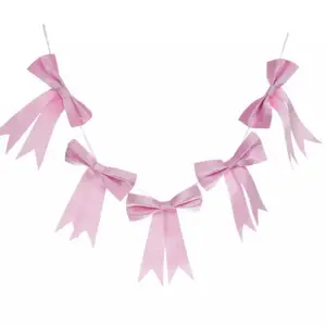 Hobby Lobby Pink Bow Garland 72" Strand - Sparkling Pink Bows for Decorative Use Party Decoration Supplies Birthday Party Decorations