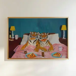 Tiger Pizza Print, Dopamine Decor Poster, Funny Food Wall Art for Kitchen