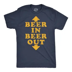 Mens Funny T Shirts Beer In Beer Out Sarcastic Drinking Graphic Novelty Tee for Men Mens Funny T Shirts Cool Vintage Fashion T-Shirt Gift Classic Menswear Drinking Apparel for Men Funny Beer Short Sleeve Navy -