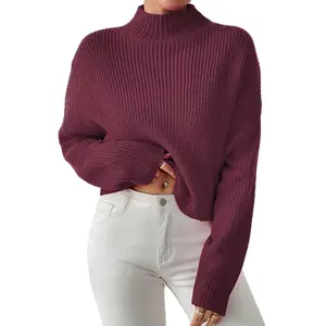Libsorge Women's Cute Turtleneck Crop Sweaters Fall 2024 Casual Lightweight Cozy Ribbed Knit Cropped Pullover Sweater