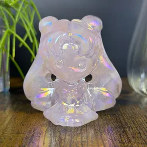 Aura Rose Quartz Sailor Moon-Inspired Crystal Carving