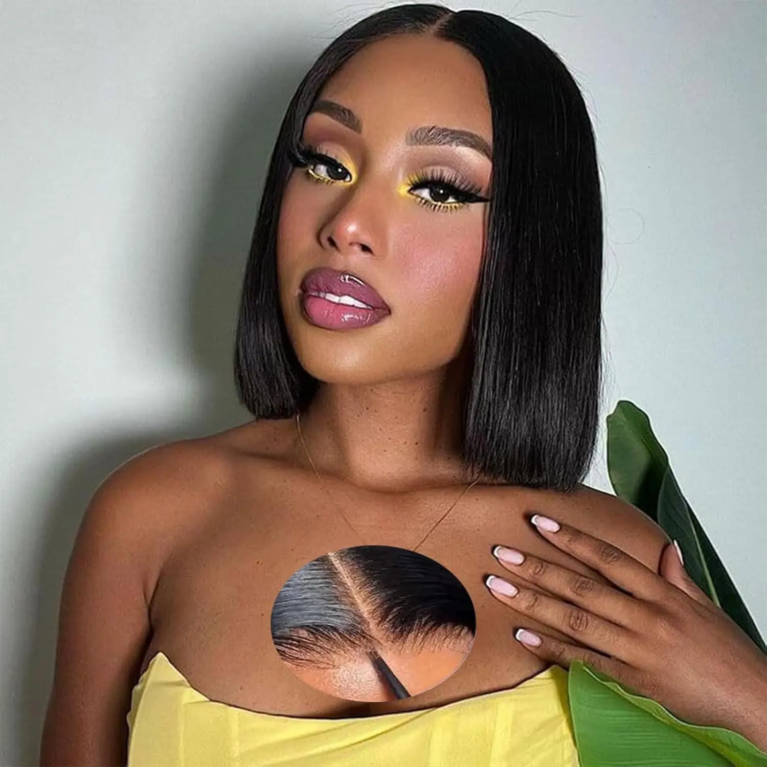 Short Bob Wig Human Hair 5x5 Lace Closure Pre Plucked 180% Density 12 Inch Brown Highlight Silky Short Bob Wig Layered Cut Glueless 5x5  main image 2