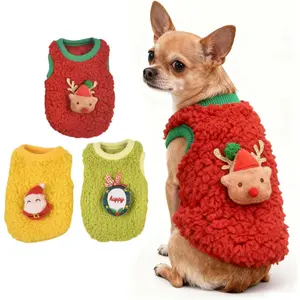 3 Packs Christmas Teacup   XXS Clothes for Chihuahua Yorkie,Winter Warm Fleece Puppy Pet Clothes Sweater Shirt Vest for Mini  Extra Small Dogs (Christmas, XXS(Pet 1-2LBS))