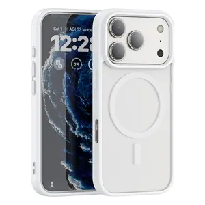 MagSafe Clear Case for iPhone 17 Pro with White Design Shockproof Non-Slip Silicone Protective Cover