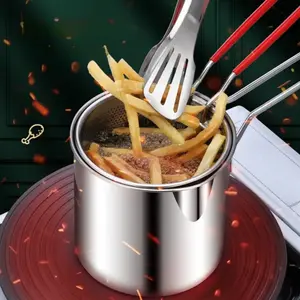 Stainless Steel Deep Fryer Set with Filter Basket, Compact and Easy to Use, Ideal for French Fries, Fish, and Chicken