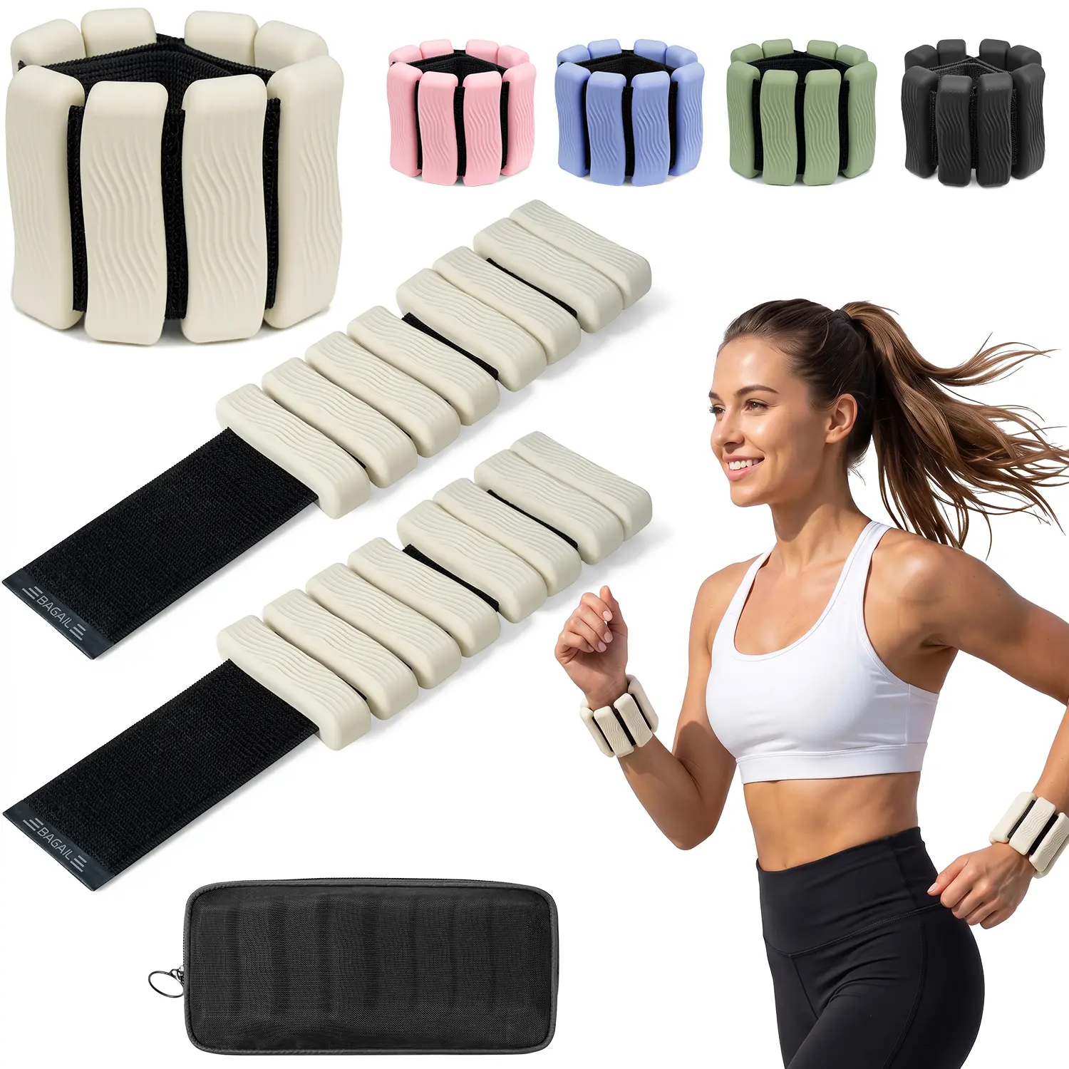 BAGAIL Wrist & Ankle Weights for Women, Home Gym Equipment (2lb–4lb Pair) Waterproof & Sweat-Proof, Easy to Clean, Soft & Skin-Friendly Comfort, Stylish Design, Versatile Use
