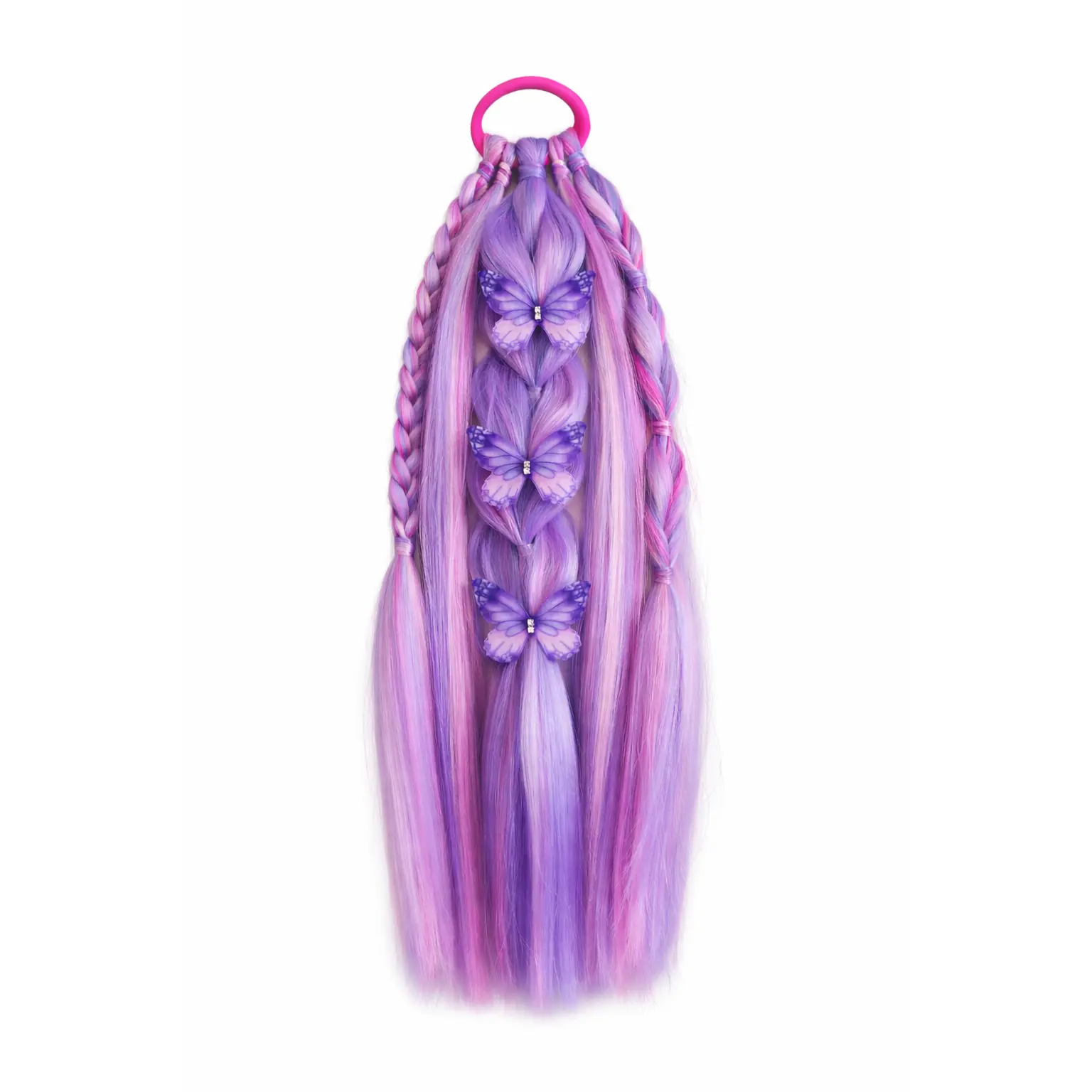 Pink/Lilac Butterfly Braided Ponytail