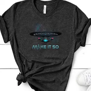Star Trek The Next Generation Make It So Enterprise Starship Logo  T-Shirt