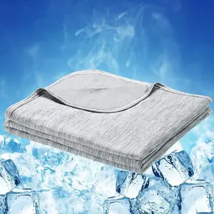 Cool Touch Blanket for Hot Sleepers, Lightweight Bamboo Fiber Material, Ideal Summer Choice, Size 127x152 Cm, Light Blue Color, Breathable Lightweight Blanket