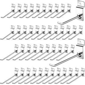 100 Pack Slatwall Hooks Panel Display Hooks Slat Board Peg Accessories Heavy Duty Hanging Shelf Brackets Metal Hangers for Garage Shop Retail Display(4 and 6 Inch,)