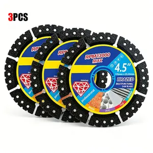 4.5" (115mm) 3PCS/6PCS Multi-Material Diamond Cutting Blades for Angle Grinder – Dry Cut Metal Tile Stone Marble Plastic & Cast Iron Fast Smooth No-Chip Saw Discs Angle Grinder Tools summervibes outdoorfun