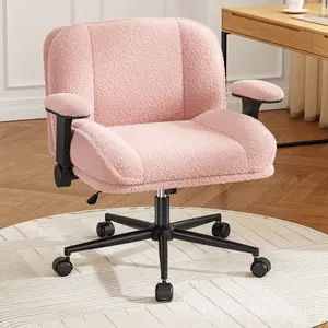 Raybee Criss Cross Office Chairs with Wheels & Flip-up Arms Cross Legged Teddy Fleece Swivel Vanity Chairs with Wide Plush Cushion Seat for Reading Makeup Bedroom Study Gaming #TikTokShopStockUp #SummerVibes