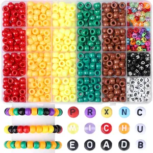 10Colours Fall Pony Letter Beads Set Friendship Bracelet Making Kit 500 count Red Orange Yellow Green Brown Pony Beads Bulk