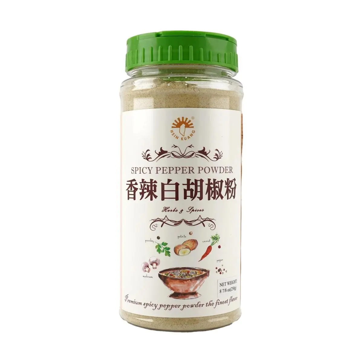 NEWLIGHT Taiwan Spicy White Pepper Powder 250g - Premium Seasoning for Seafood, Meat & Cooking - Authentic Flavor Enhancer